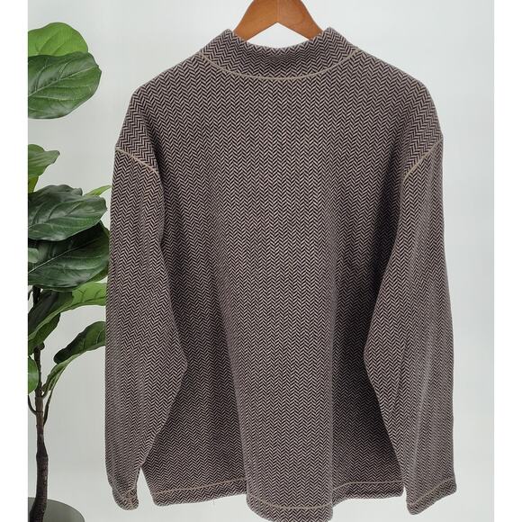 Cremieux Mens Brown Herringbone 1/4 Zip Reversible Pullover Sweater Size 2XL - Picture 2 of 10